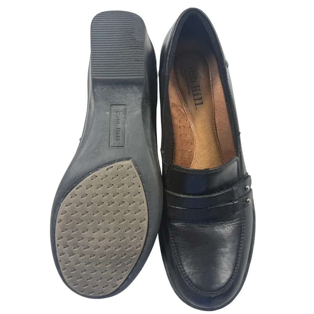 Cobb Hill Black Leather Loafer Slip On Grunge Goth Office Preppy Womens‎ 10N